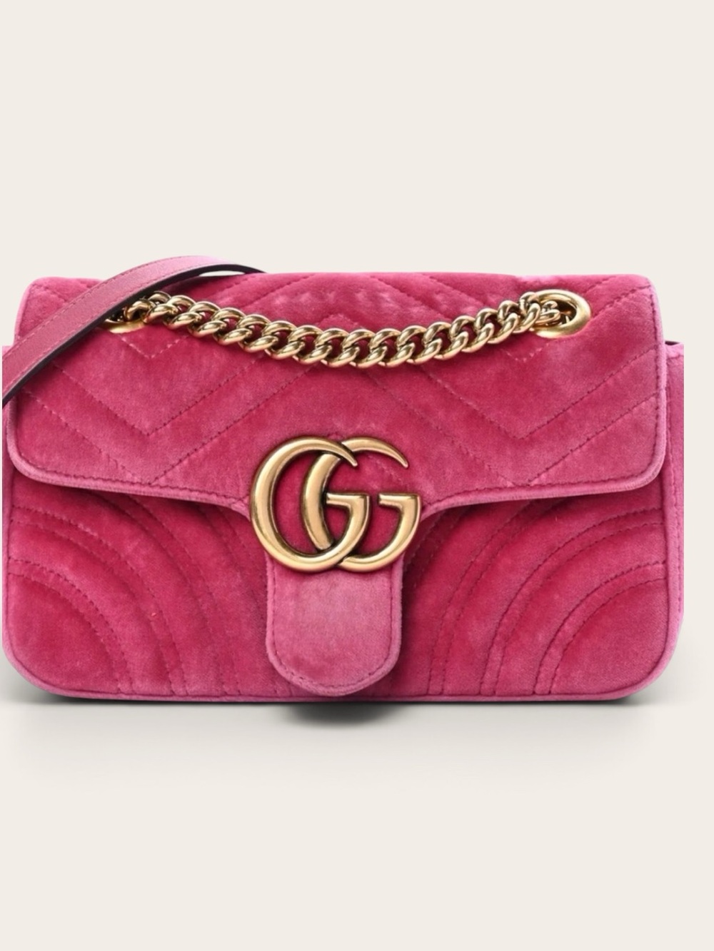 Gucci PINK VELVET Marmont mini matelassé shoulder crossbody bag 🔥